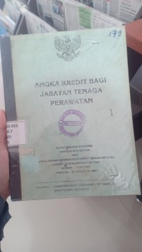 Angka Kredit Bagi Jabatan Tenaga Perawatan