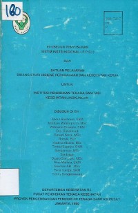 Prosedur Penyusunan Sistim Instruksi (PPSI) Dan Satuan Pelajaran Bidang Studi Higiene Perusahaan Dan Kesehatan Lingkungan